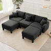 U-Shape Sectional Sofa with Ottomans, Boucle 3-Seater Sofa with Armrests and Cylindrical Legs, Fabric Couch with Cushion-Coolbibila - 3 of 4