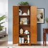 Freestanding Storage Cabinet, 72.4" Tall Floor Cabinet With 8 Doors And 4 Shelves, 4-tier Kitchen Pantry For Bathroom Kitchen Living Room, Wood - 3 of 4