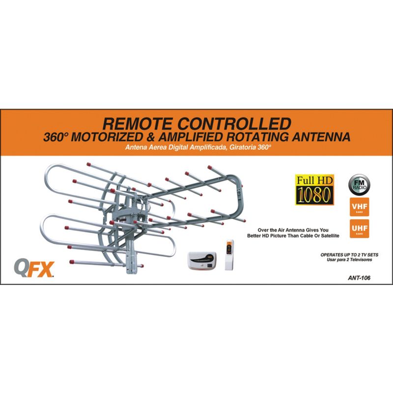 QFX® HD/DTV/UHF/VHF/FM 360° Rotating Outdoor Antenna, 2 of 8