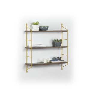 FONTOI 3 Tier Floating Storage Shelves Wall Mounted, Hanging Shelf for Books and Collectibles, Brown, 24"*27"*6" - 1 of 4