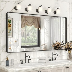 KIOTEE Rectangular Aluminum Alloy Framed and Tempered Glass Wall Bathroom Vanity Mirror in Matte Black - 1 of 4