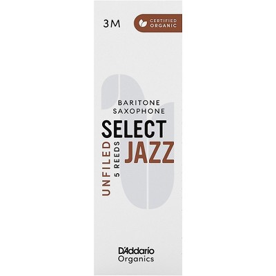 Ance Per Sassofono Baritono D'Addario Organic Select Jazz Unfiled - 3 Medio, Pacco Da 5, Biologiche, Made In USA