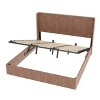 Gulches Rustic Brown King Size Wooden Lift Storage Bed Frame, Grooved Undulating Platform Bed with Headboard Storage, No Box Spring Needed - 3 of 3
