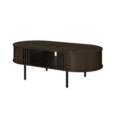 New Classic Furniture, Brax 47.25 in. Walnut Oval Wood Coffee Table, Brown