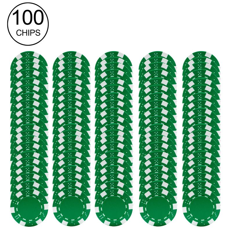 Poker Chips – 100-Piece Set of 11.5-gram Blackjack Chips with Dice Design by Trademark Poker (Green), 4 of 6
