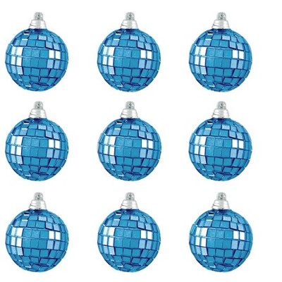 Christmas Central 9ct Ocean Blue Mirrored Glass Disco Ball Christmas Ornaments 2.5" (60mm)