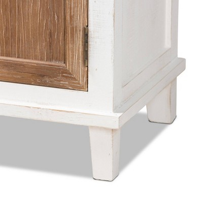 Glynn Two-Tone White and Oak Wood Storage Cabinet