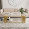 Dolonm Stainless Steel Rectangle Glass Coffee Table for Living Room 51.18" Modern Center Table with Clear Tempered Glass 8mm Gold Leg - 3 of 4