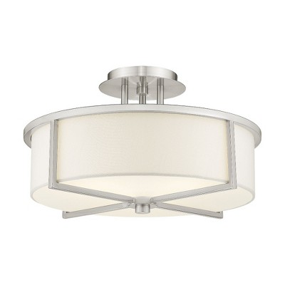 Livex Lighting Wesley 3 - Light Semi-Flush Mount in  Brushed Nickel