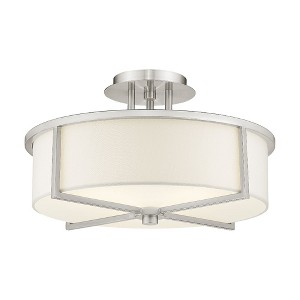 Livex Lighting Wesley 3 - Light Semi-Flush Mount in  Brushed Nickel - 1 of 2