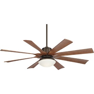 60" Possini Euro Design Industrial Outdoor Ceiling Fan with LED Light Remote Control Bronze Koa Opal Glass Damp Rated Patio Gazebo - 1 of 4