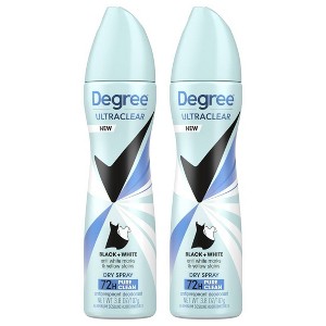 Degree Ultra Clear Black + White Pure Clean Antiperspirant & Deodorant Dry Spray - 3.8oz - 1 of 4