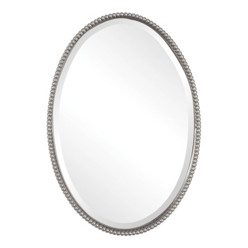 Oval Sherise Decorative Wall Mirror, Brushed Nickel Oval Vanity Mirror
