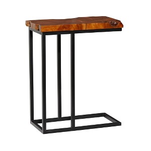 Contemporary Teak Wood and Metal Accent C Table Brown - Olivia & May: No Assembly, Indoor Use - 1 of 4