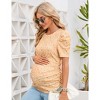 Clearlove Maternity Casual Shirts Women's Puff Short Sleeve T-Shirt Pregnancy Striped Ruched Side Tunic Top - 4 of 4