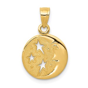 Black Bow Jewelry 14k Yellow Gold 13mm Moon and Stars Pendant - 1 of 4