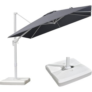PURPLE LEAF Patio Umbrella White Cantilever Offset Umbrella Square Outdoor Umbrella with 360-degree Rotation for Garden Deck Pool - 1 of 4