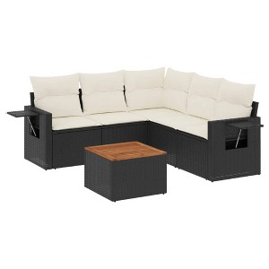 vidaXL Garden Sofa Set Black PE rattan Large Modular Garden Sofa Set - 1 of 4