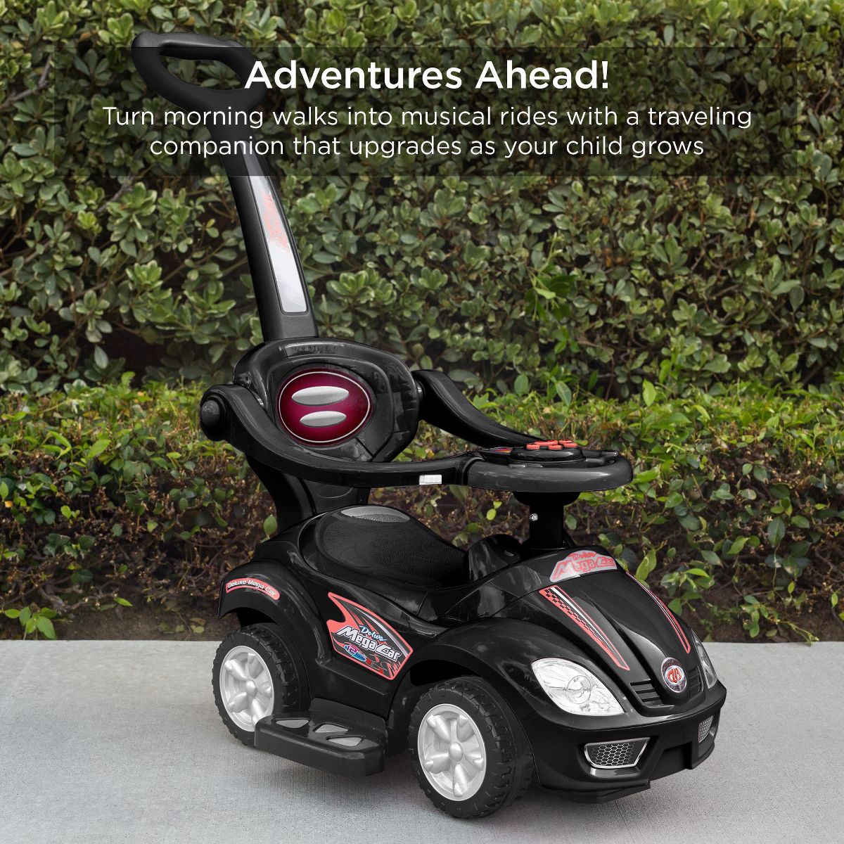 Best Choice Products 3-in-1 Kids Push and Pedal Toddler Ride On Wagon Play Toy Stroller w/ Sounds, Handle, Horn - Red - thumbnail 6