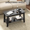 31.49" Coffee Table,  Set of 2-Tier Storage Nightstand with  Wood Finish for Bedroom/Living Room, Narrow Industrial Space-Saving Design - 4 of 4