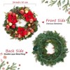 24" Prelit Christmas Wreath for Front Door, Battery Operated Lighted Wreath with Red & Gold Balls, Artificial Poinsettia for Indoor/Outdoor Decor - 3 of 4