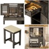 Sevobal Vanity Tables Farmhouse Vanity Desk with Spacious Storage, Glass Tabletop Vanity Cabinet with Matching Stool for Bedroom, Brown - 2 of 4