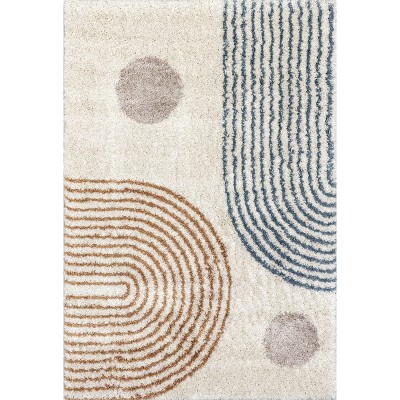 Image of nuLOOM Grecia Contemporary Circles Shag Area Rug, 4' x 6', Beige