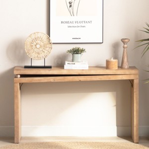 52" Narrow Wood Console Table, Slim Entryway or Hallway Table with Bead Detail and Natural Finish, Rustic Modern Foyer Table – Cuddlewood - 1 of 4