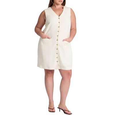 ELOQUII Elements Women's Plus Size Mini Button Down Dress