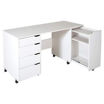 Crea Sewing Craft Table On Wheels White - South Shore