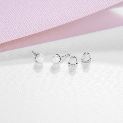 Tiny 3mm Real Cultured Pearl Stud Earrings For Women – Sterling Silver Screw Backs, 925