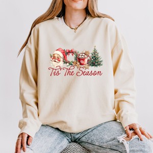 Tis' The Season Watercolor - Women's Lightweight Garment Dyed Sweatshirt - 1 of 4