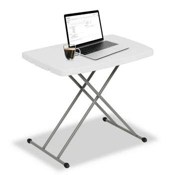 SKONYON 30 Inch Folding Table TV Tray with X Legs, Height  Adjustable 19"-28", White