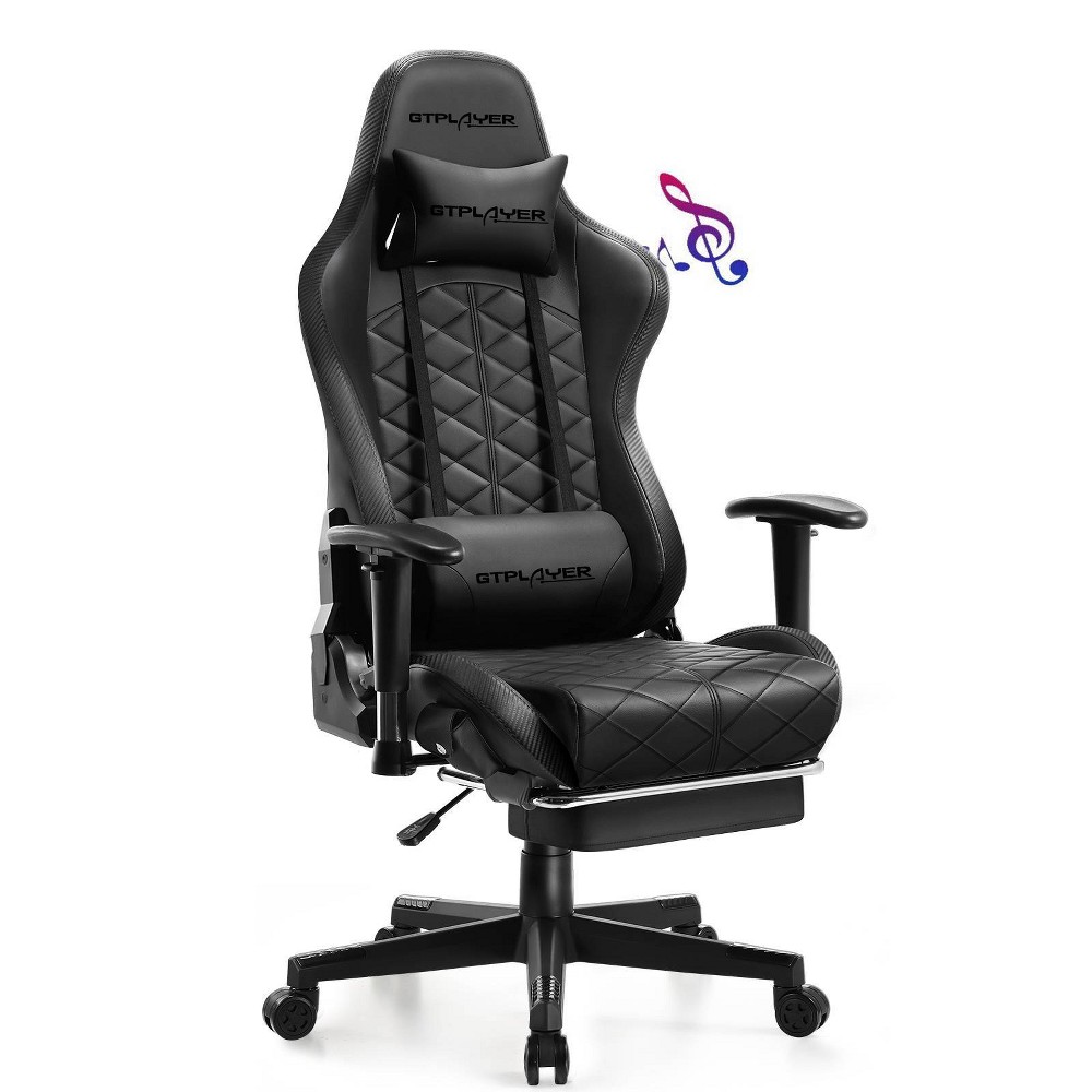 GTPLAYER Gaming Chair with Bluetooth Speakers and Footrest High Back Office Chair Black