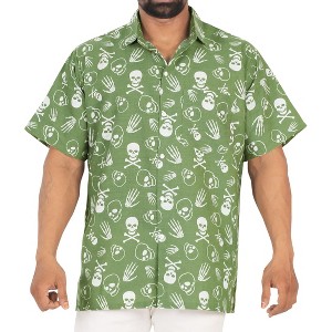 LA LEELA Men's Halloween Costumes Hawaiian Short Sleeve Button Down Shirt Mens Shirt Holiday Party Shirts for Men - 1 of 4