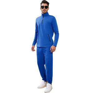 Coolmee 2 Piece Set for Men Casual 1/4 Zip Track Suits Set Long Sleeve Quarter Pullover Jogging Suits - 1 of 4