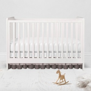 Bacati - 3 Layer Ruffled Crib/Toddler Bed Skirt - White/Gray/Steel - 1 of 4
