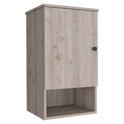 Vynxaria White/Gray Decorative Wall Shelf with Sliding Doors - Compact 13-Inch Design
