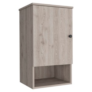 Vynxaria White/Gray Decorative Wall Shelf with Sliding Doors - Compact 13-Inch Design - 1 of 4