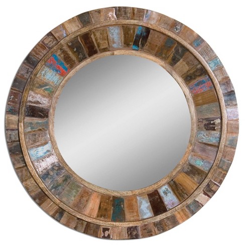 Decorative Resin Small Round Wall Hanging Mirror 6” Diameter EUC 