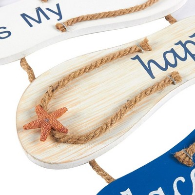 Coastal Flip Flop Wooden Beach Wall Hanging Decor Sign