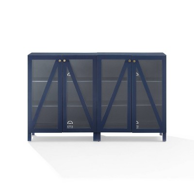 Navy 60" Media Sideboard Cabinet with Glass Doors and Shelves