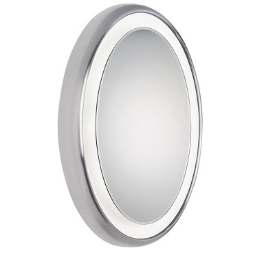 LBL Lighting Tigris Chrome Oval 28" LED Bathroom Mirror - Recessed Installation