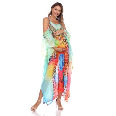 Maternity Plus Size Sheer Maxi Caftan - White Mark