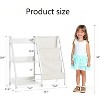 Vynxaria Bookshelf Series 24 in. Wide White Metal 3-Shelf Kids Bookcase with Extra Pocket - 4 of 4