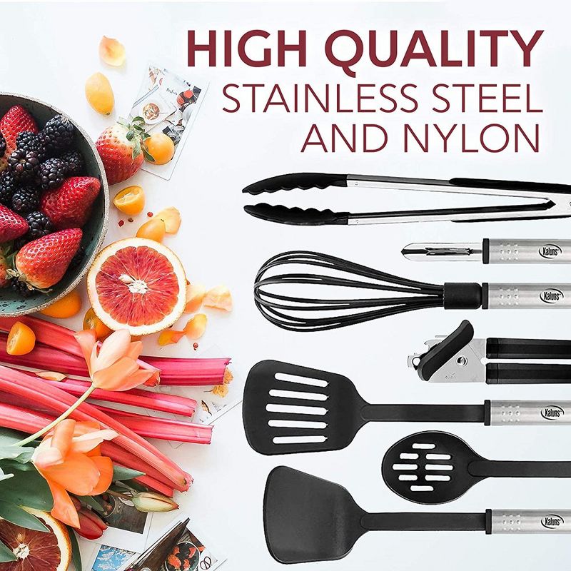 JoyTable Kitchen Utensils Set, 24 PC Nylon Cooking Utensils Set with Stainless Steel Handles, 2 of 7