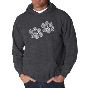 LA Pop Art Men's Word Art Hooded Sweatshirt - Woof Paw Prints - 1 of 4