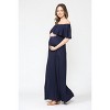 Hello Miz Women's Off Shoulder Ruffle Maternity Maxi Dress - 2 of 4