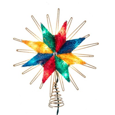 Kurt Adler 9.5-Inch UL 10-Light 8-Point Capiz Multi-Color Star Treetop