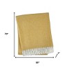 HomeRoots 55" X 70" Gold And White Cotton Blend Woven Herringbone Plush Throw Blanket with Fringe - 3 of 4